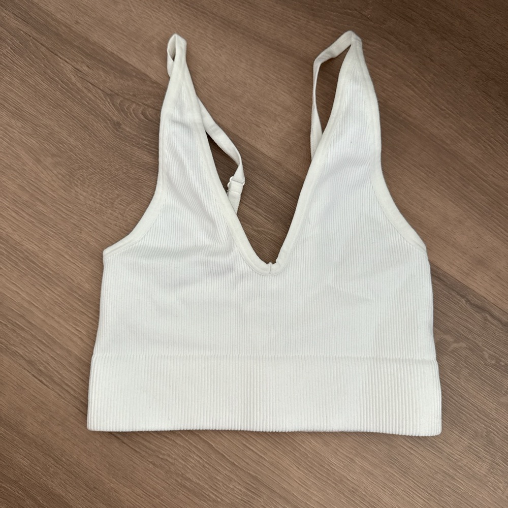 Garage White Ribbed Top
